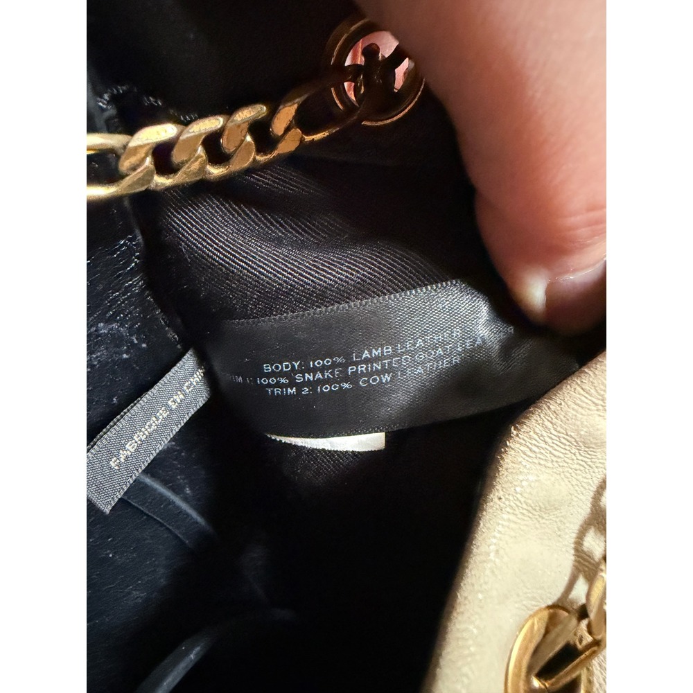 Marc Jacobs Sway Party Cream Lamb Leather Whipstitch Bucket Bag Gold Chain Strap - Picture 6 of 10
